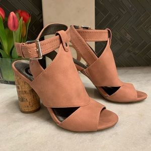Ladies Cork Heels Dusty Rose / Light Pink Color